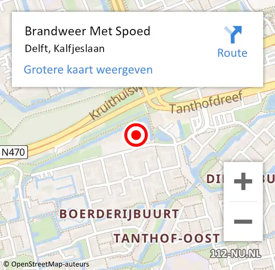 Locatie op kaart van de 112 melding: Brandweer Met Spoed Naar Delft, Kalfjeslaan op 30 december 2024 22:15