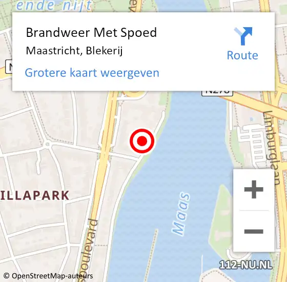 Locatie op kaart van de 112 melding: Brandweer Met Spoed Naar Maastricht, Blekerij op 30 december 2024 23:14