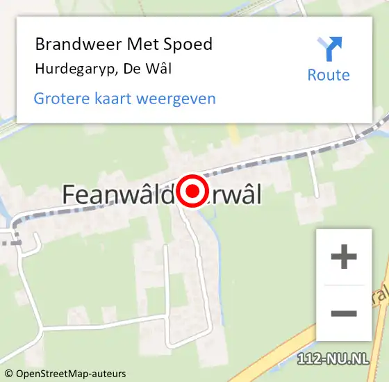 Locatie op kaart van de 112 melding: Brandweer Met Spoed Naar Hurdegaryp, De Wâl op 30 december 2024 23:24