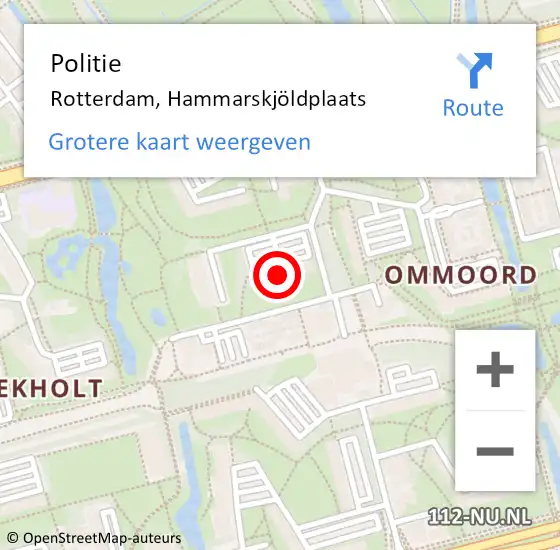 Locatie op kaart van de 112 melding: Politie Rotterdam, Hammarskjöldplaats op 30 december 2024 23:32