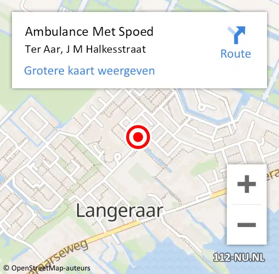 Locatie op kaart van de 112 melding: Ambulance Met Spoed Naar Ter Aar, J M Halkesstraat op 1 november 2014 06:13