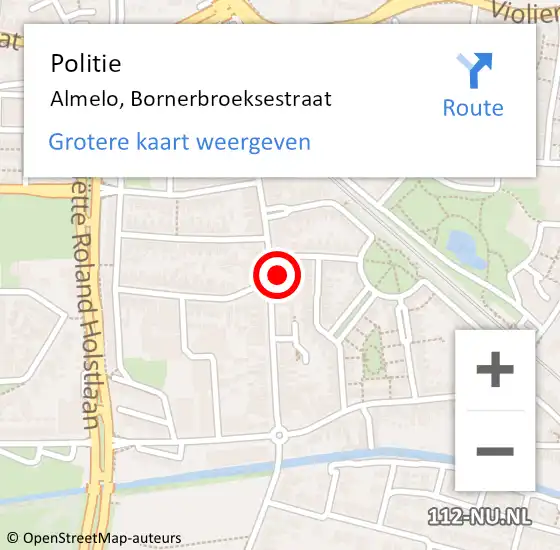 Locatie op kaart van de 112 melding: Politie Almelo, Bornerbroeksestraat op 30 december 2024 23:37