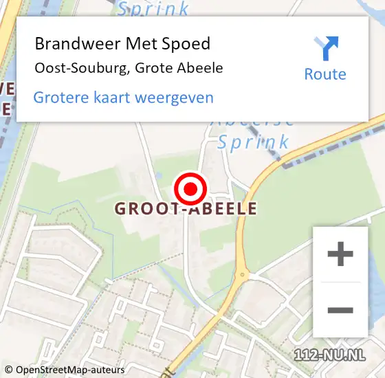 Locatie op kaart van de 112 melding: Brandweer Met Spoed Naar Oost-Souburg, Grote Abeele op 30 december 2024 23:39