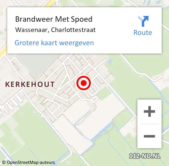 Locatie op kaart van de 112 melding: Brandweer Met Spoed Naar Wassenaar, Charlottestraat op 30 december 2024 23:46