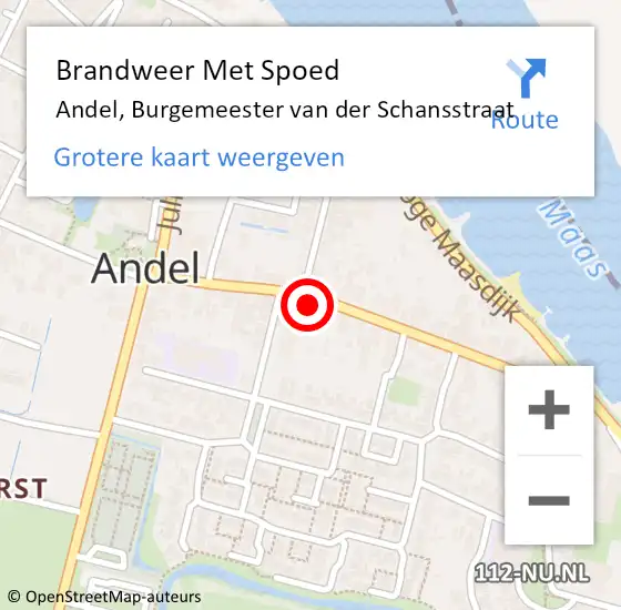 Locatie op kaart van de 112 melding: Brandweer Met Spoed Naar Andel, Burgemeester van der Schansstraat op 31 december 2024 00:06