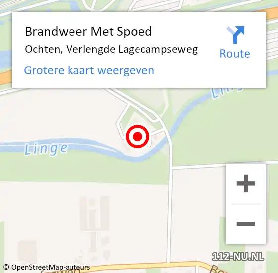 Locatie op kaart van de 112 melding: Brandweer Met Spoed Naar Ochten, Verlengde Lagecampseweg op 31 december 2024 00:07