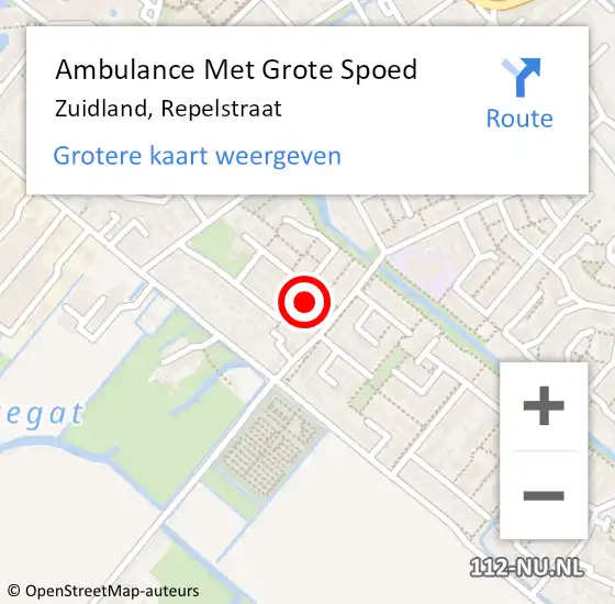 Locatie op kaart van de 112 melding: Ambulance Met Grote Spoed Naar Zuidland, Repelstraat op 31 december 2024 00:19