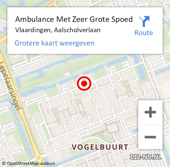 Locatie op kaart van de 112 melding: Ambulance Met Zeer Grote Spoed Naar Vlaardingen, Aalscholverlaan op 31 december 2024 00:36