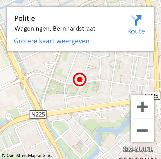 Locatie op kaart van de 112 melding: Politie Wageningen, Bernhardstraat op 31 december 2024 00:42