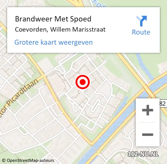 Locatie op kaart van de 112 melding: Brandweer Met Spoed Naar Coevorden, Willem Marisstraat op 31 december 2024 00:54