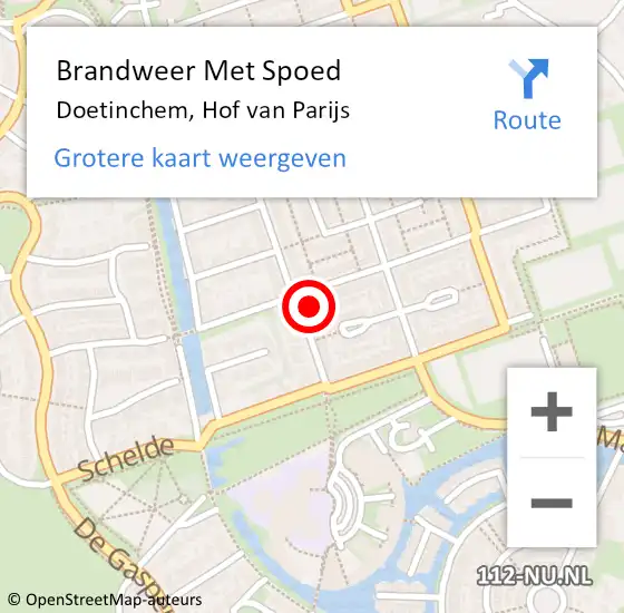 Locatie op kaart van de 112 melding: Brandweer Met Spoed Naar Doetinchem, Hof van Parijs op 31 december 2024 01:17