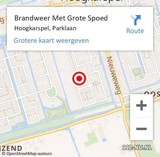 Locatie op kaart van de 112 melding: Brandweer Met Grote Spoed Naar Hoogkarspel, Parklaan op 31 december 2024 01:19