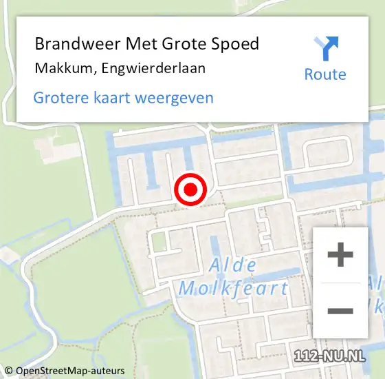 Locatie op kaart van de 112 melding: Brandweer Met Grote Spoed Naar Makkum, Engwierderlaan op 31 december 2024 01:42