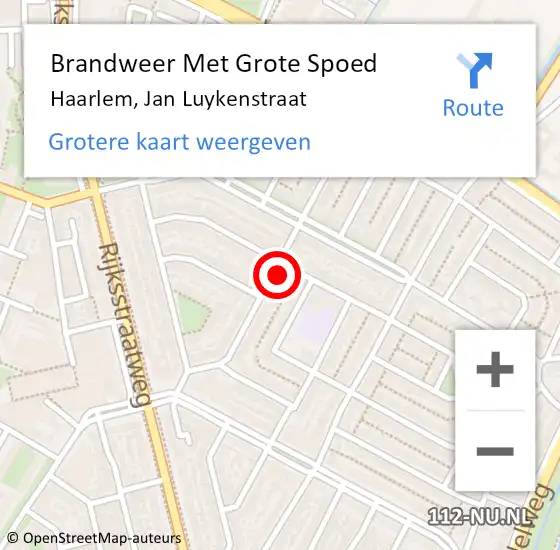 Locatie op kaart van de 112 melding: Brandweer Met Grote Spoed Naar Haarlem, Jan Luykenstraat op 31 december 2024 01:47