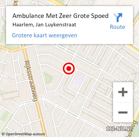 Locatie op kaart van de 112 melding: Ambulance Met Zeer Grote Spoed Naar Haarlem, Jan Luykenstraat op 31 december 2024 01:47