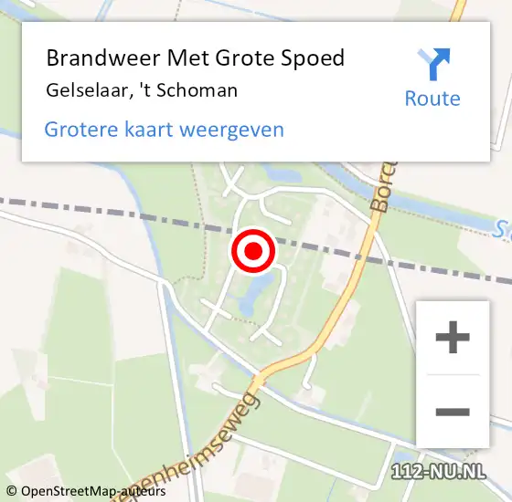 Locatie op kaart van de 112 melding: Brandweer Met Grote Spoed Naar Gelselaar, 't Schoman op 31 december 2024 02:00