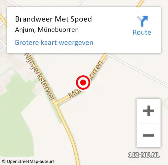 Locatie op kaart van de 112 melding: Brandweer Met Spoed Naar Anjum, Mûnebuorren op 31 december 2024 02:02