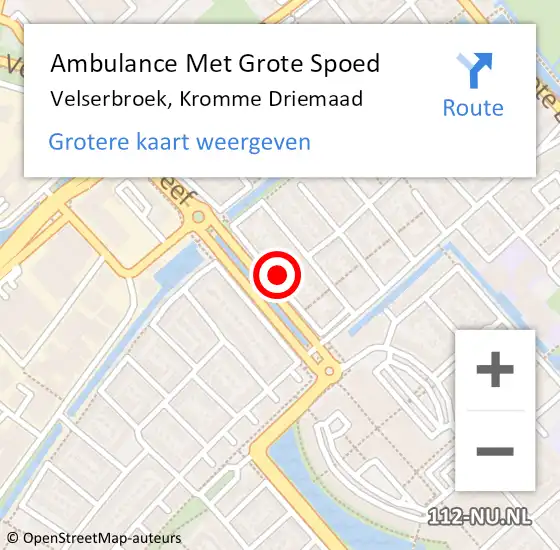 Locatie op kaart van de 112 melding: Ambulance Met Grote Spoed Naar Velserbroek, Kromme Driemaad op 31 december 2024 03:17