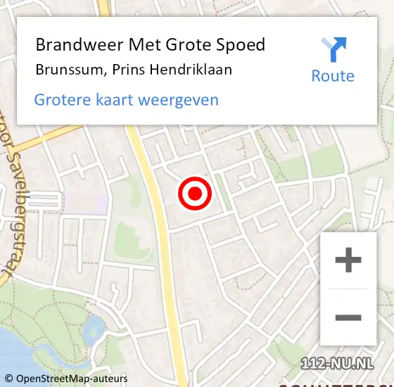 Locatie op kaart van de 112 melding: Brandweer Met Grote Spoed Naar Brunssum, Prins Hendriklaan op 31 december 2024 03:55