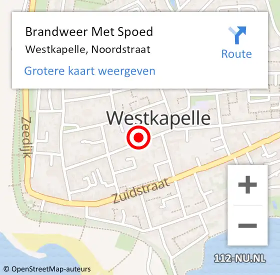 Locatie op kaart van de 112 melding: Brandweer Met Spoed Naar Westkapelle, Noordstraat op 31 december 2024 04:13