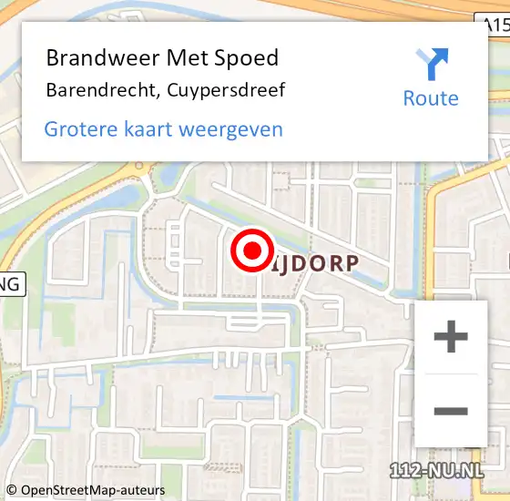 Locatie op kaart van de 112 melding: Brandweer Met Spoed Naar Barendrecht, Cuypersdreef op 31 december 2024 04:59