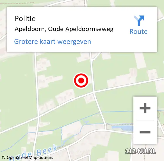 Locatie op kaart van de 112 melding: Politie Apeldoorn, Oude Apeldoornseweg op 31 december 2024 05:08