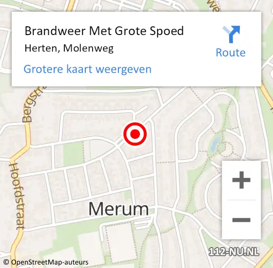 Locatie op kaart van de 112 melding: Brandweer Met Grote Spoed Naar Herten, Molenweg op 31 december 2024 05:22