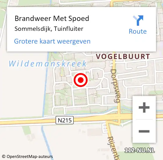 Locatie op kaart van de 112 melding: Brandweer Met Spoed Naar Sommelsdijk, Tuinfluiter op 31 december 2024 05:42