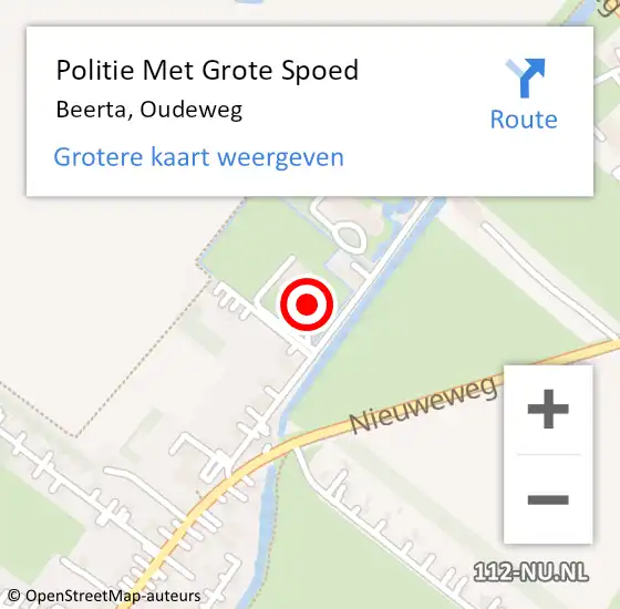 Locatie op kaart van de 112 melding: Politie Met Grote Spoed Naar Beerta, Oudeweg op 31 december 2024 06:02