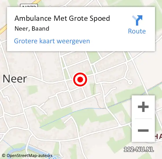 Locatie op kaart van de 112 melding: Ambulance Met Grote Spoed Naar Neer, Baand op 31 december 2024 07:02