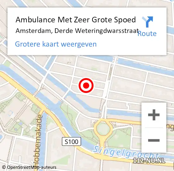 Locatie op kaart van de 112 melding: Ambulance Met Zeer Grote Spoed Naar Amsterdam, Derde Weteringdwarsstraat op 31 december 2024 07:16