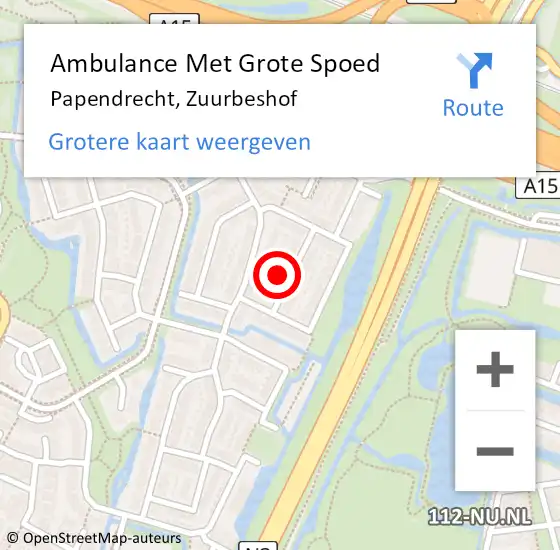 Locatie op kaart van de 112 melding: Ambulance Met Grote Spoed Naar Papendrecht, Zuurbeshof op 31 december 2024 07:18