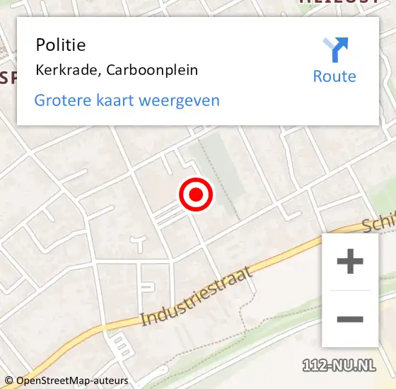 Locatie op kaart van de 112 melding: Politie Kerkrade, Carboonplein op 31 december 2024 07:58