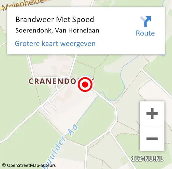 Locatie op kaart van de 112 melding: Brandweer Met Spoed Naar Soerendonk, Van Hornelaan op 31 december 2024 09:14