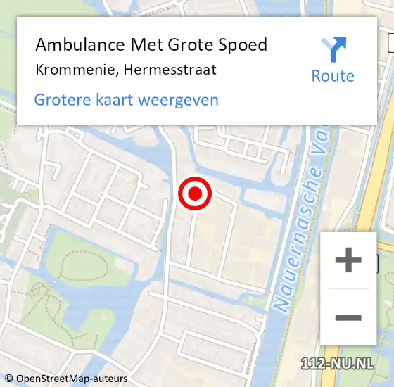 Locatie op kaart van de 112 melding: Ambulance Met Grote Spoed Naar Krommenie, Hermesstraat op 31 december 2024 09:33