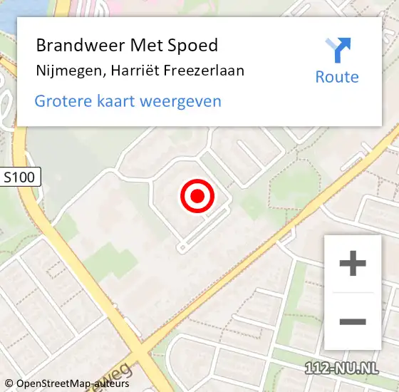 Locatie op kaart van de 112 melding: Brandweer Met Spoed Naar Nijmegen, Harriët Freezerlaan op 31 december 2024 09:42