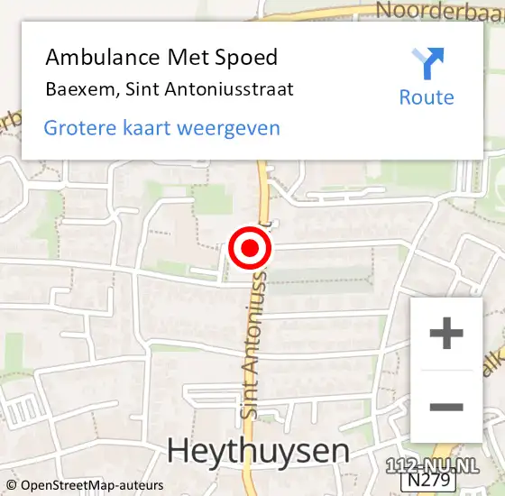 Locatie op kaart van de 112 melding: Ambulance Met Spoed Naar Baexem, Sint Antoniusstraat op 31 december 2024 09:46