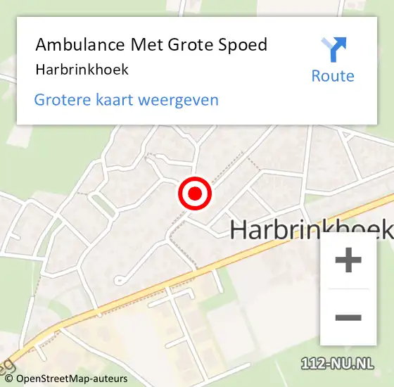 Locatie op kaart van de 112 melding: Ambulance Met Grote Spoed Naar Harbrinkhoek op 31 december 2024 10:04