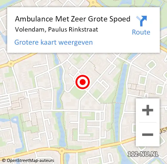 Locatie op kaart van de 112 melding: Ambulance Met Zeer Grote Spoed Naar Volendam, Paulus Rinkstraat op 31 december 2024 10:11