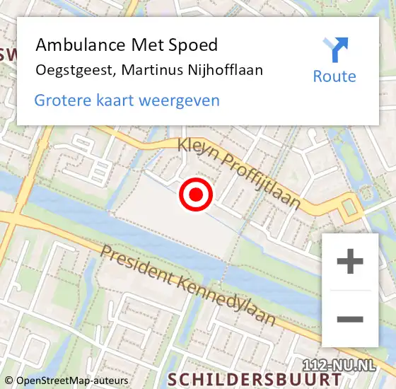 Locatie op kaart van de 112 melding: Ambulance Met Spoed Naar Oegstgeest, Martinus Nijhofflaan op 31 december 2024 10:27