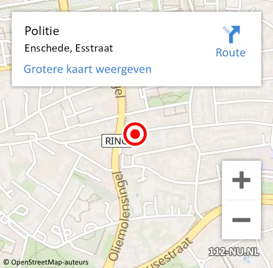 Locatie op kaart van de 112 melding: Politie Enschede, Esstraat op 31 december 2024 10:28