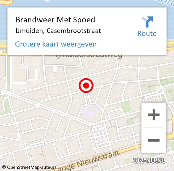 Locatie op kaart van de 112 melding: Brandweer Met Spoed Naar IJmuiden, Casembrootstraat op 31 december 2024 10:47