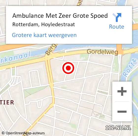 Locatie op kaart van de 112 melding: Ambulance Met Zeer Grote Spoed Naar Rotterdam, Hoyledestraat op 31 december 2024 10:56