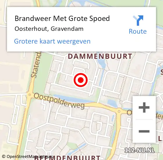 Locatie op kaart van de 112 melding: Brandweer Met Grote Spoed Naar Oosterhout, Gravendam op 31 december 2024 11:01