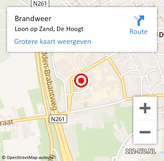 Locatie op kaart van de 112 melding: Brandweer Loon op Zand, De Hoogt op 31 december 2024 11:10