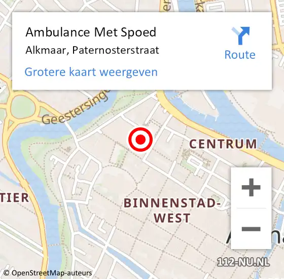 Locatie op kaart van de 112 melding: Ambulance Met Spoed Naar Alkmaar, Paternosterstraat op 31 december 2024 11:19