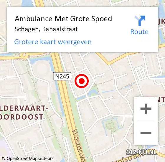 Locatie op kaart van de 112 melding: Ambulance Met Grote Spoed Naar Schagen, Kanaalstraat op 31 december 2024 11:25