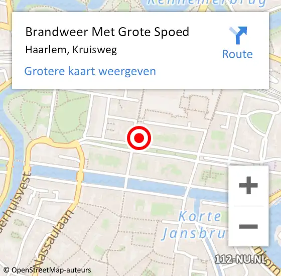 Locatie op kaart van de 112 melding: Brandweer Met Grote Spoed Naar Haarlem, Kruisweg op 31 december 2024 11:36