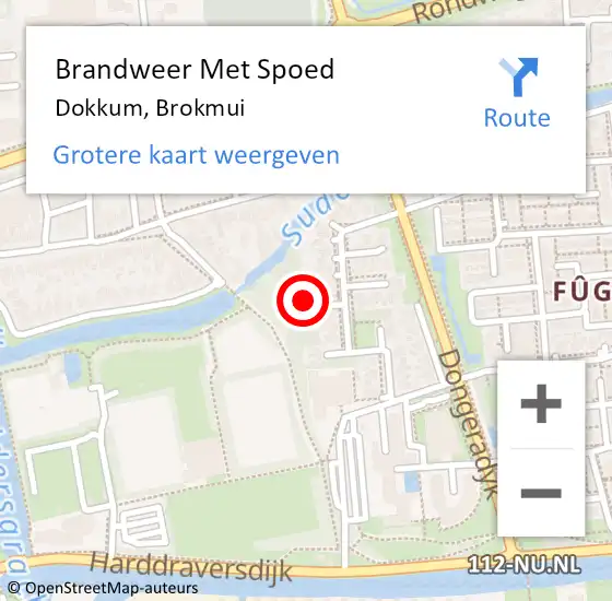 Locatie op kaart van de 112 melding: Brandweer Met Spoed Naar Dokkum, Brokmui op 31 december 2024 11:47