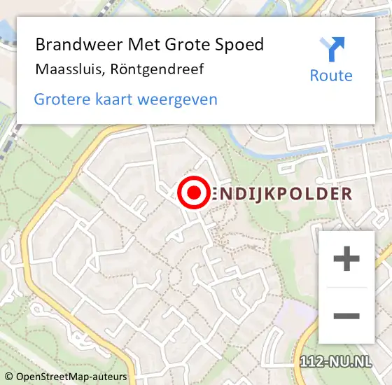 Locatie op kaart van de 112 melding: Brandweer Met Grote Spoed Naar Maassluis, Röntgendreef op 31 december 2024 12:06